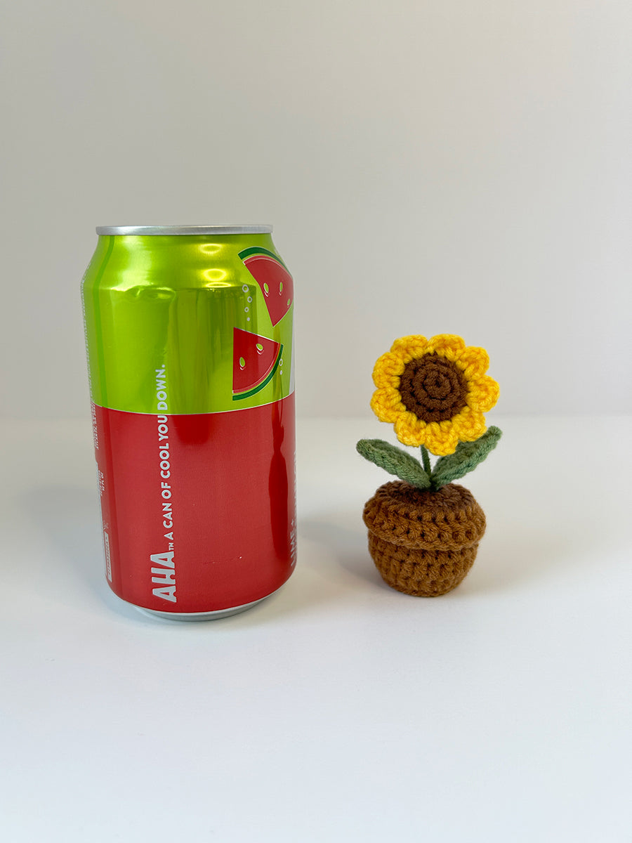 Finished Crochet flower in pot | small flower in pot | Home Room, Office, Car Decoration | Gift