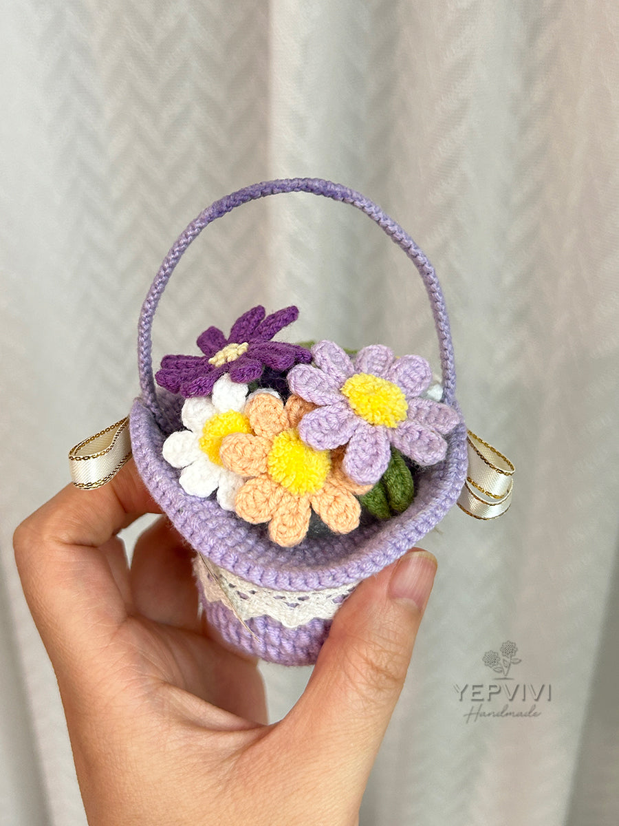 Finished Crochet flower in pot | Strawberry basket | Home Room, Office, Car Decoration | Gift
