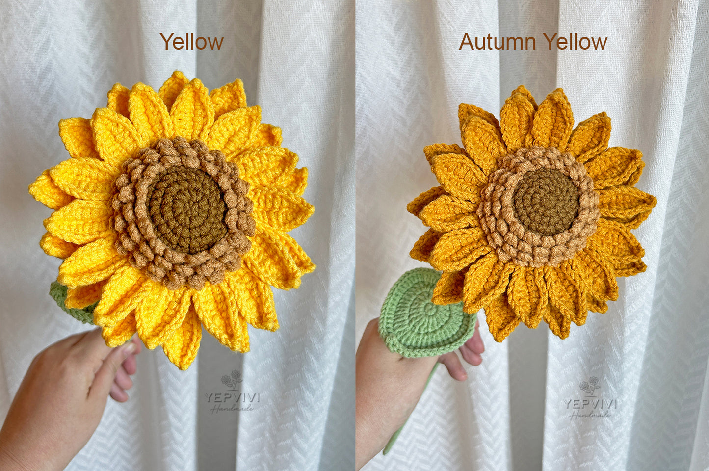 Finished crochet single sunflower. 12 colors handmade sunflower. home decor