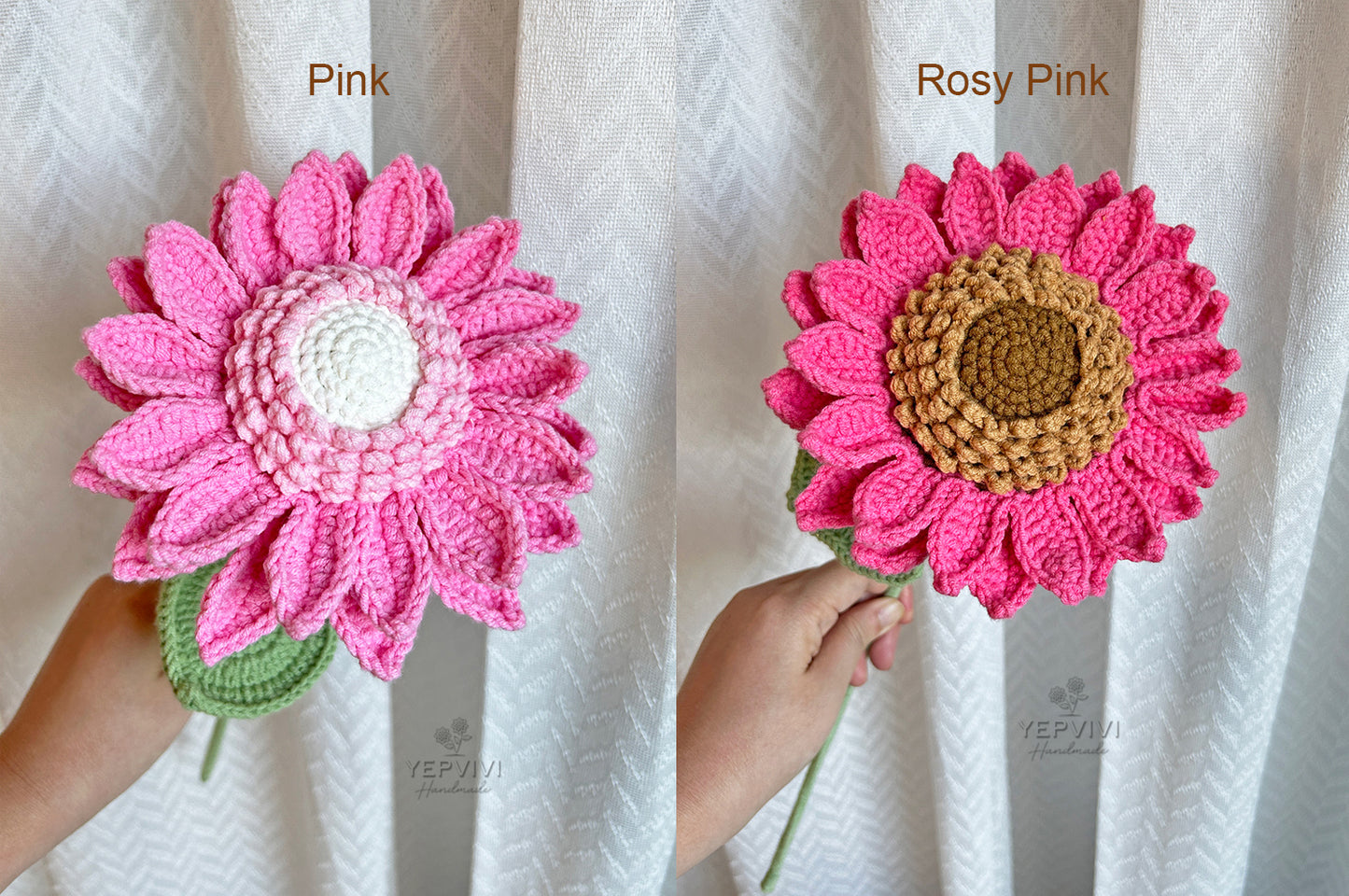 Finished crochet single sunflower. 12 colors handmade sunflower. home decor