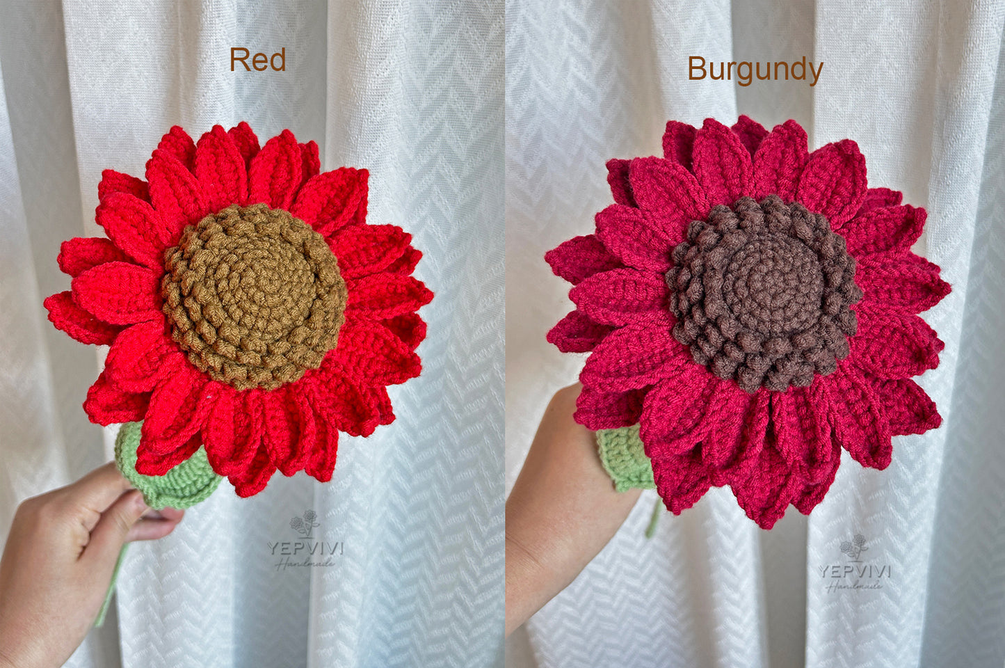 Finished crochet single sunflower. 12 colors handmade sunflower. home decor