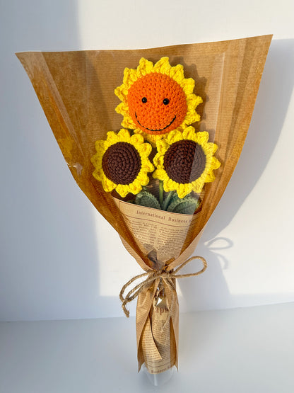 Finished Crochet sunflower Bouquet |small sunflower | Gift for mother, teacher, friends