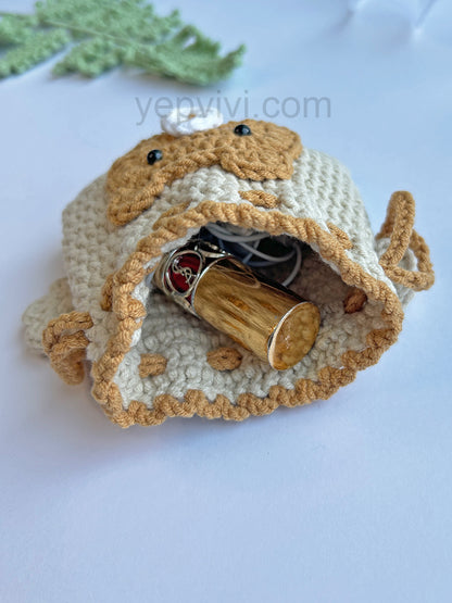 Finished hand crochet coin purse | Bear, grape | Gift ideas