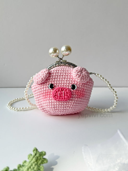 Finished hand crochet kids bag | Pink pig | Gift ideas