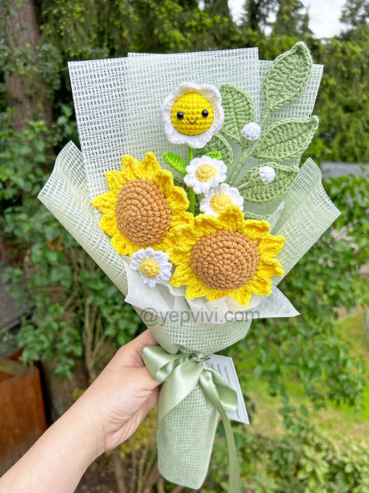 Finished Crochet Bouquet | Crochet sunflower, daisy | Graduation Gift, Gift for friends, teachers, daughter