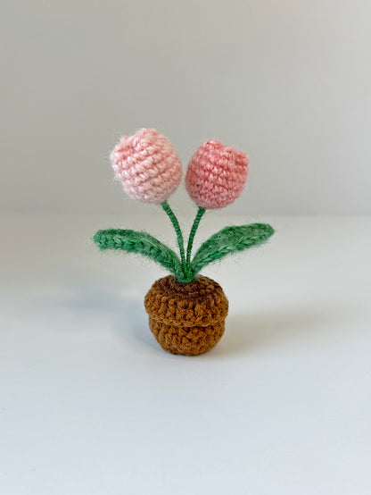 Finished Crochet flower in pot | small flower in pot | Home Room, Office, Car Decoration | Gift
