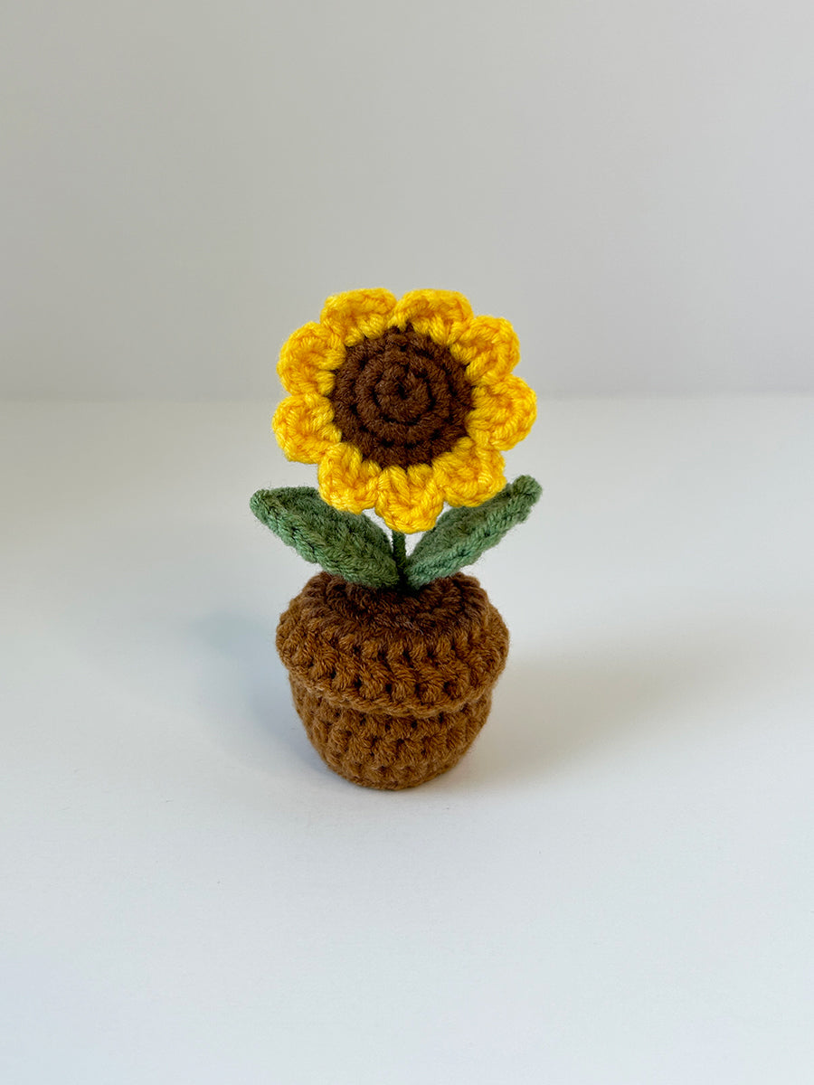 Finished Crochet flower in pot | small flower in pot | Home Room, Office, Car Decoration | Gift