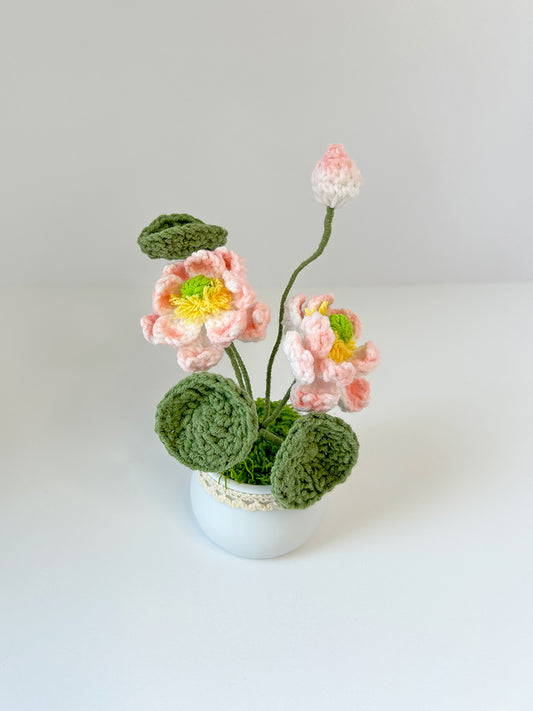 Finished Crochet flower in pot | Lotus flower in pot | Home Room, Office, Car Decoration | Gift