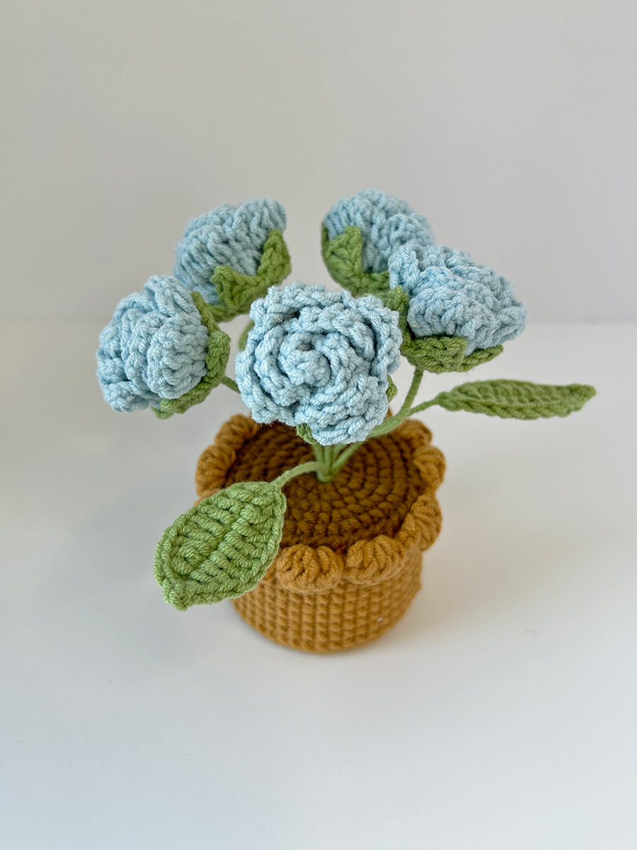 Finished Crochet flower in pot | multi-head flower | Home Room, Office, Car Decoration | Gift
