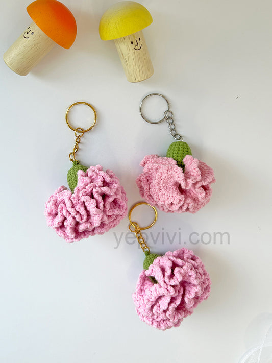 Finished hand crochet Key Chain | Carnation| Gift ideas