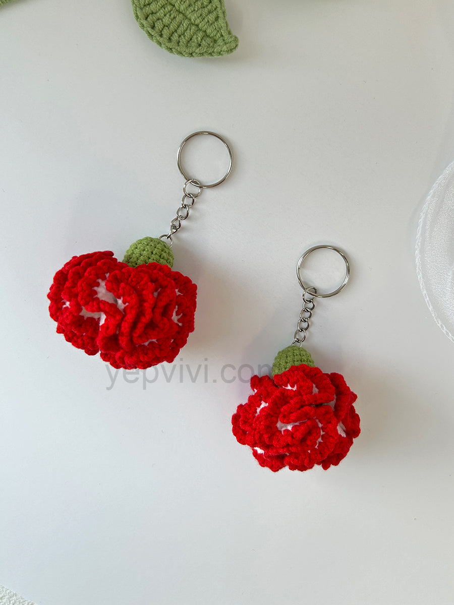 Finished hand crochet Key Chain | Carnation| Gift ideas