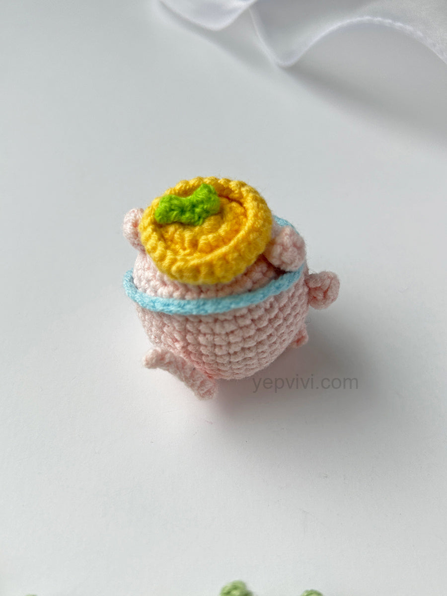 Finished hand crochet Key Chain | Pink pig with bag | Gift ideas