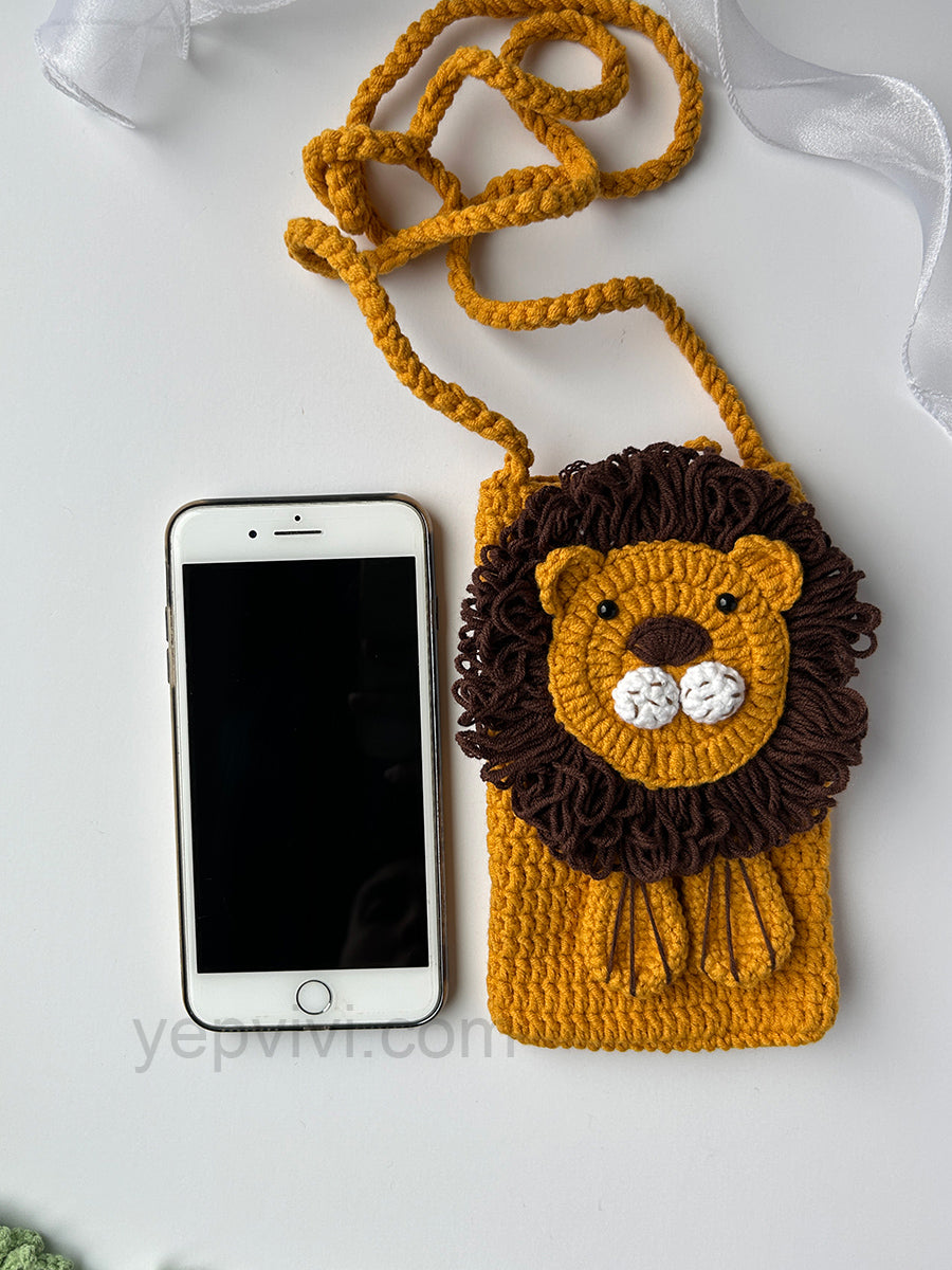 Finished hand crochet Phone Bag | Lion | Gift ideas