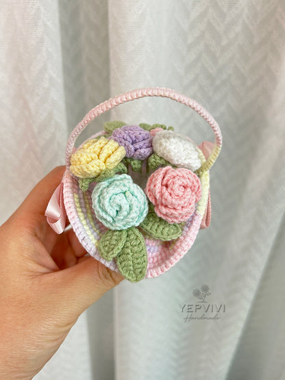 Finished Crochet flower in pot | Strawberry basket | Home Room, Office, Car Decoration | Gift