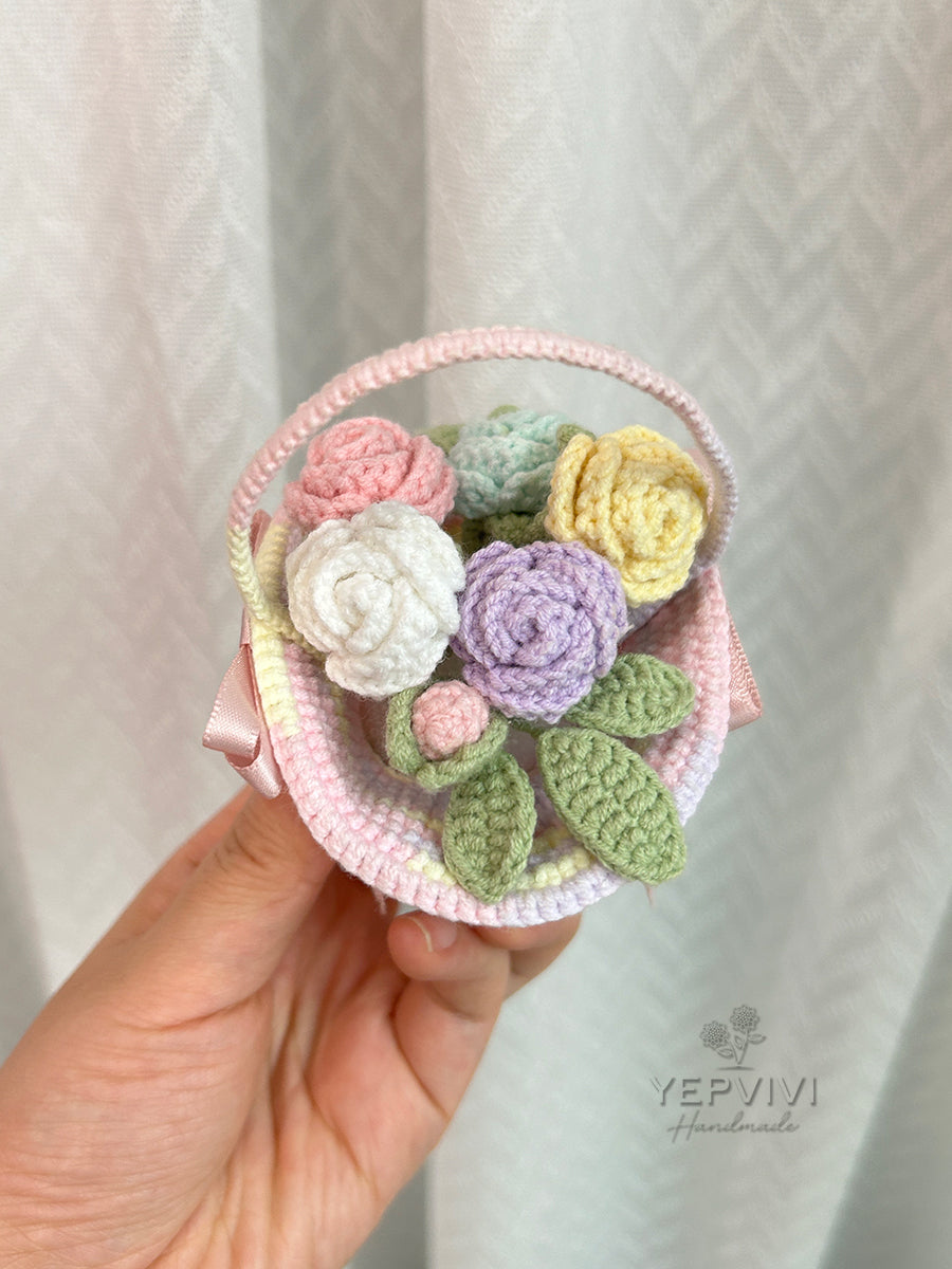 Finished Crochet flower in pot | Strawberry basket | Home Room, Office, Car Decoration | Gift