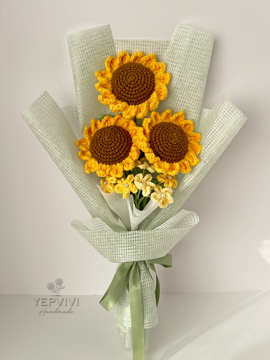 Finished Crochet sunflower Bouquet |small sunflower | Gift for mother, teacher, friends