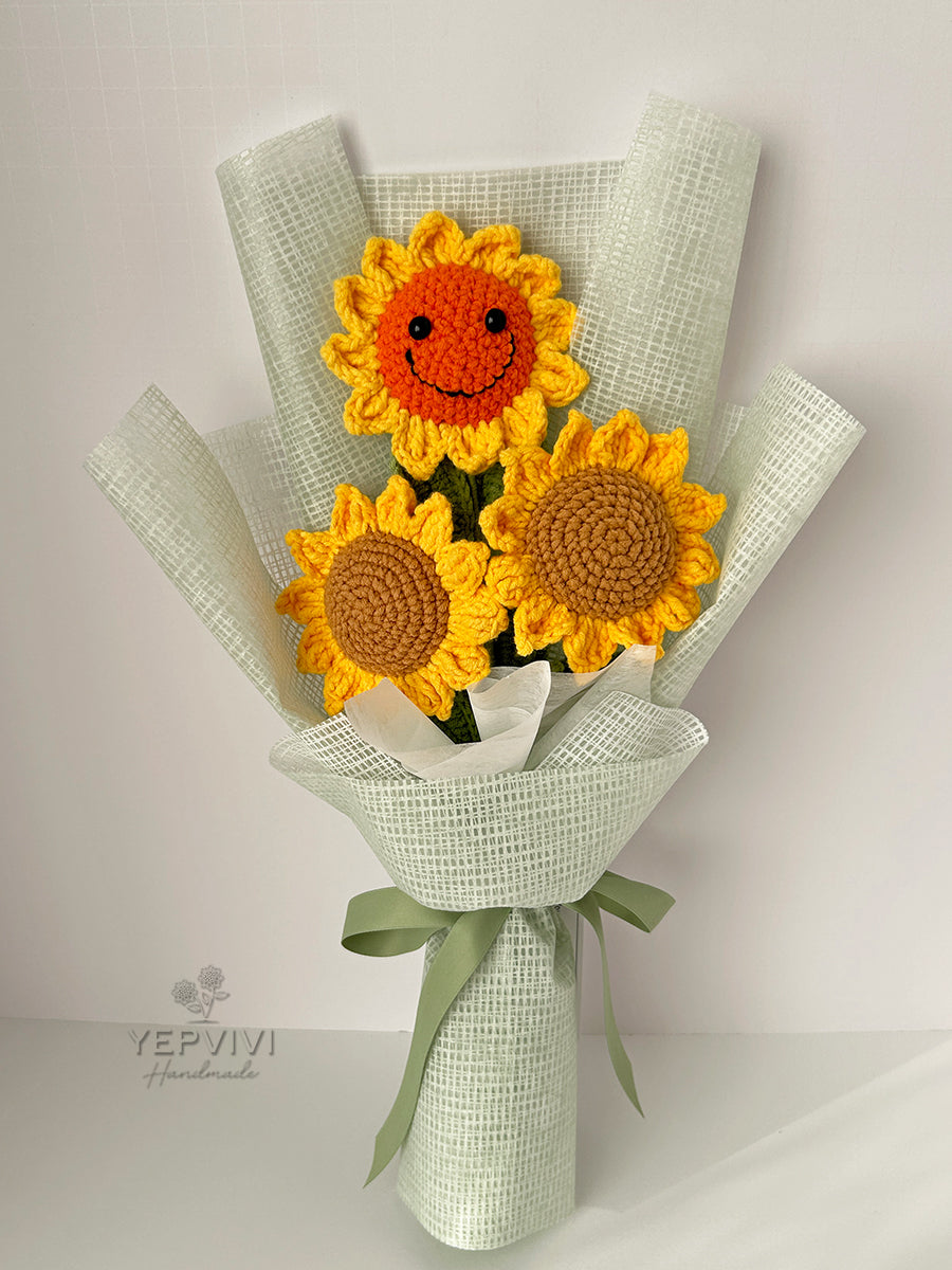 Finished Crochet sunflower Bouquet |small sunflower | Gift for mother, teacher, friends