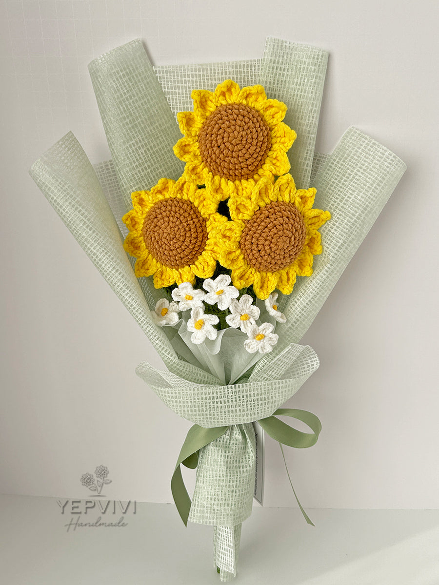 Finished Crochet sunflower Bouquet |small sunflower | Gift for mother, teacher, friends