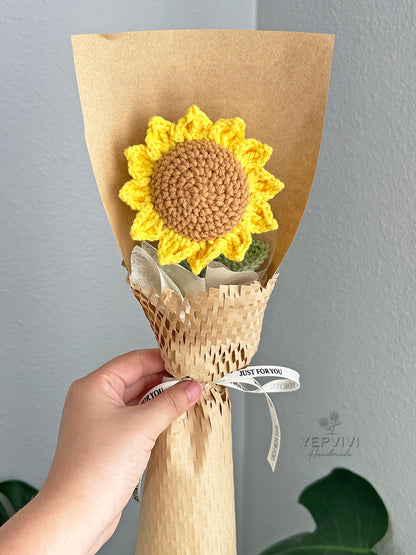 Forever single sunflower bouquet. 10 styles of sunflower. Unique handmade gift for teacher, friend, student.