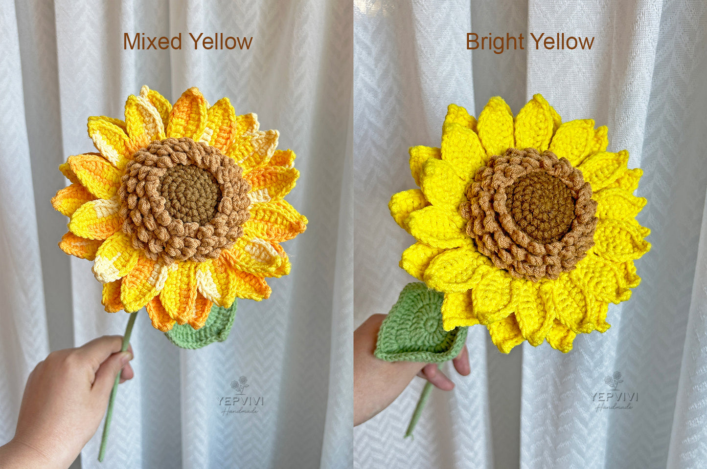 Finished crochet single sunflower. 12 colors handmade sunflower. home decor