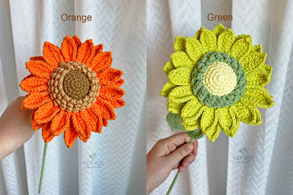 Finished crochet single sunflower. 12 colors handmade sunflower. home decor