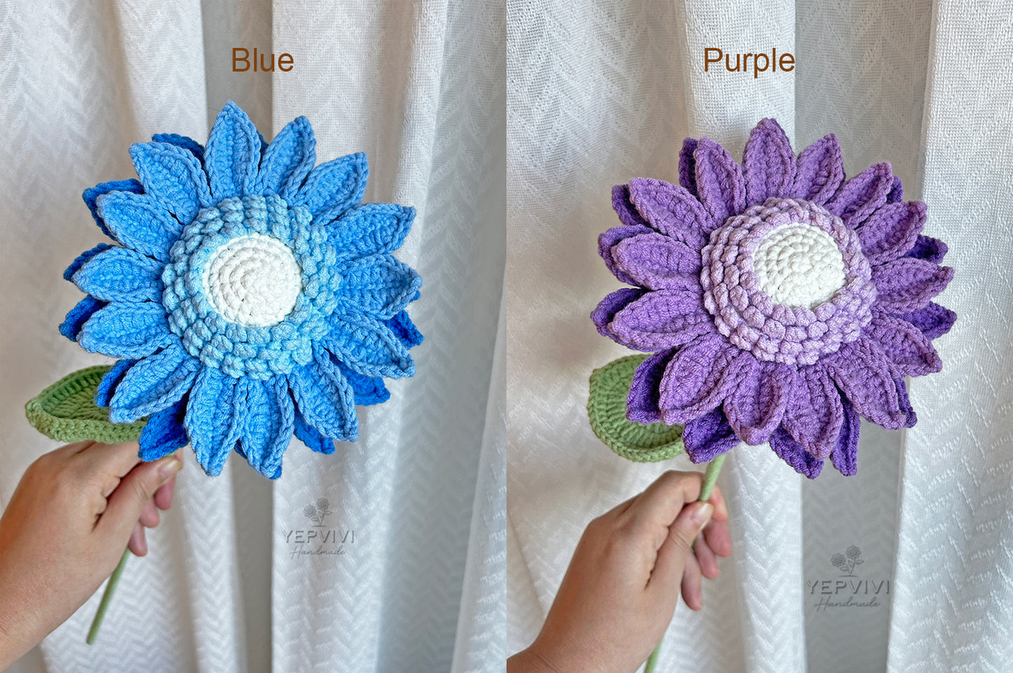 Finished crochet single sunflower. 12 colors handmade sunflower. home decor