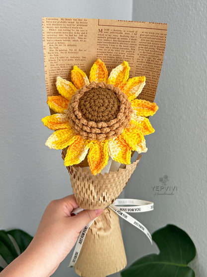 Forever single sunflower bouquet. 10 styles of sunflower. Unique handmade gift for teacher, friend, student.