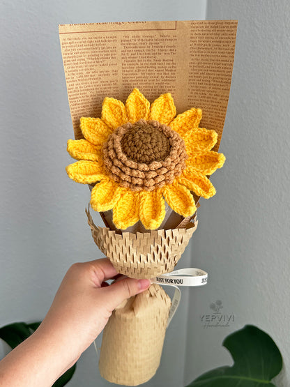 Forever single sunflower bouquet. 10 styles of sunflower. Unique handmade gift for teacher, friend, student.