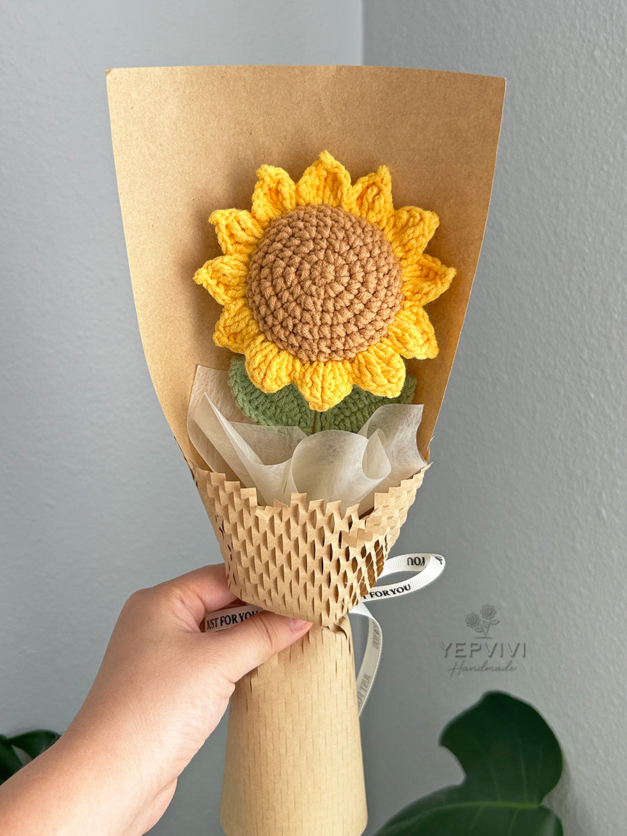 Forever single sunflower bouquet. 10 styles of sunflower. Unique handmade gift for teacher, friend, student.