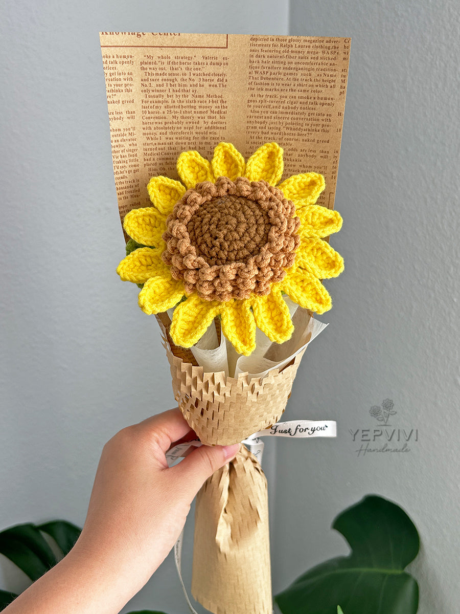 Forever single sunflower bouquet. 10 styles of sunflower. Unique handmade gift for teacher, friend, student.