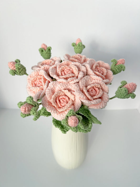 Finished Crochet Rose with bud|Crochet Flower Bouquet