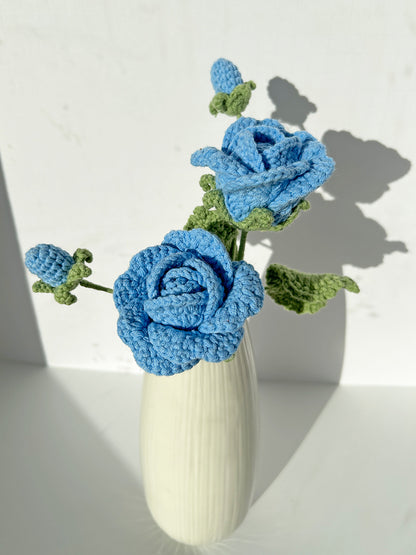 Finished Crochet Rose with bud|Crochet Flower Bouquet